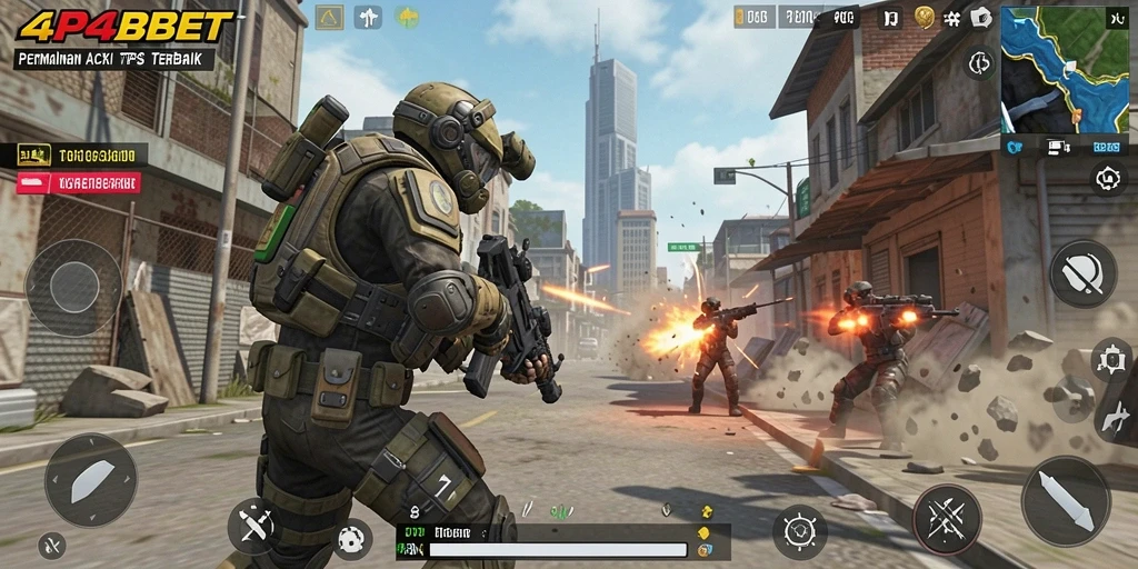 Tampilan gameplay TPS dinamis dalam 4P4BET, penuh aksi dan strategi.