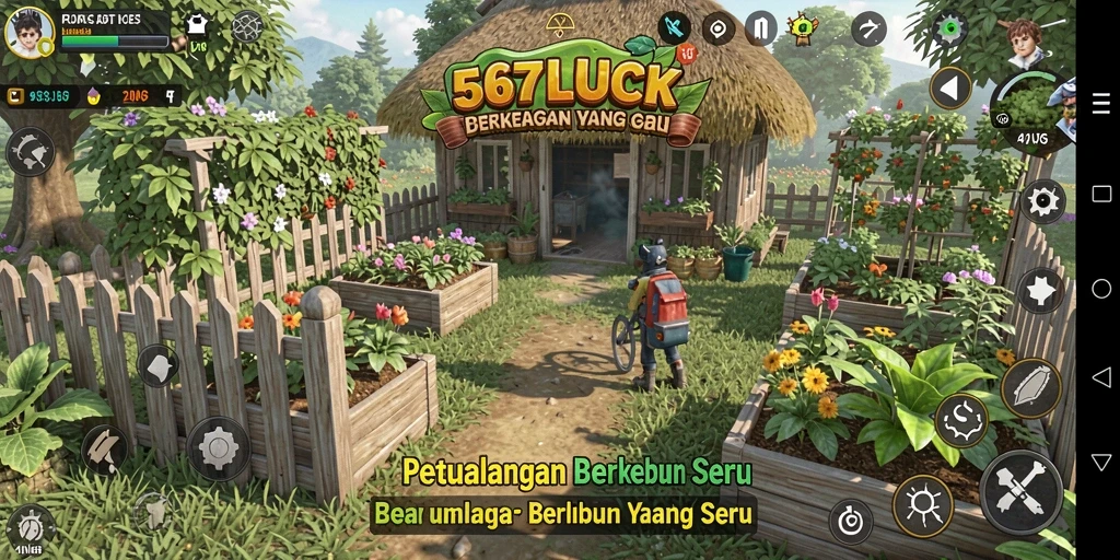 Tampilan menarik dari gameplay 567LUCK dengan berkebun dan merawat hewan.