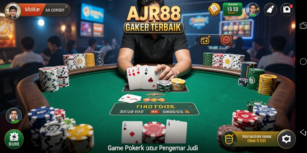 Screenshot gameplay AJR88 menampilkan momen seru di meja poker.