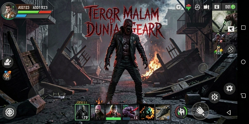 Tampilan gameplay yang mencekam dari ASD123 saat menghadapi kegelapan.