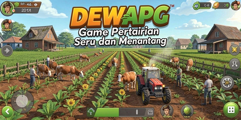 Gameplay seru DEWAPG dengan elemen pertanian yang interaktif.