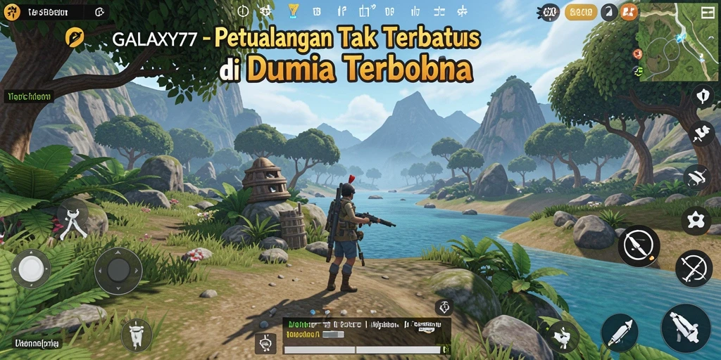 Screenshot gameplay GALAXY77 menunjukkan petualangan seru di dunia terbuka.