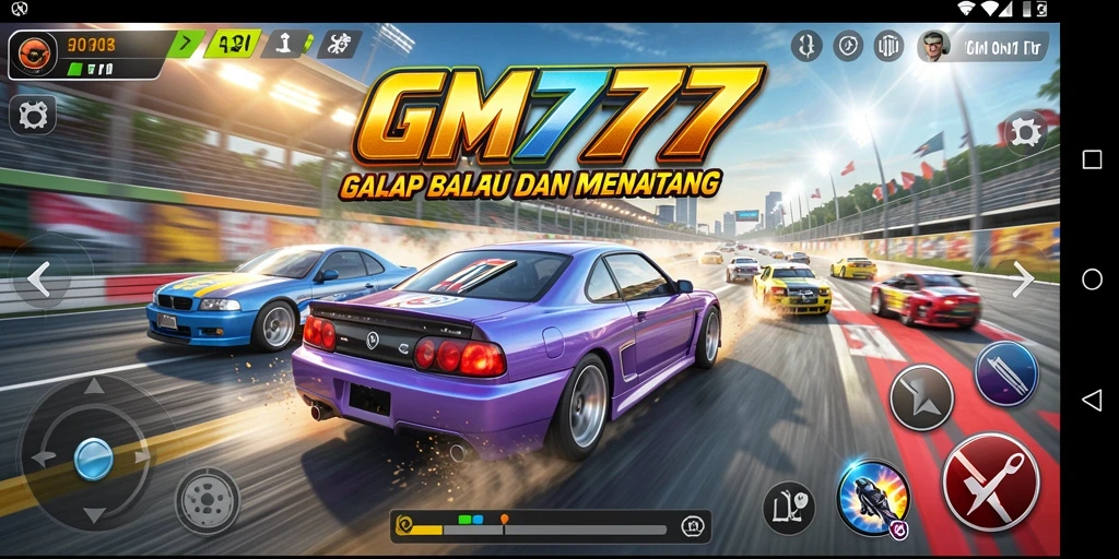 Gameplay balap menegangkan di GM777 dengan berbagai kendaraan.