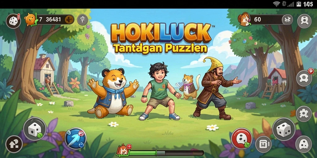 Tampilan interaktif gameplay HOKILUCK dengan tantangan Puzzle.