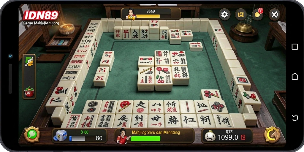 Tampilan gameplay Mahjong yang menarik di IDN89.