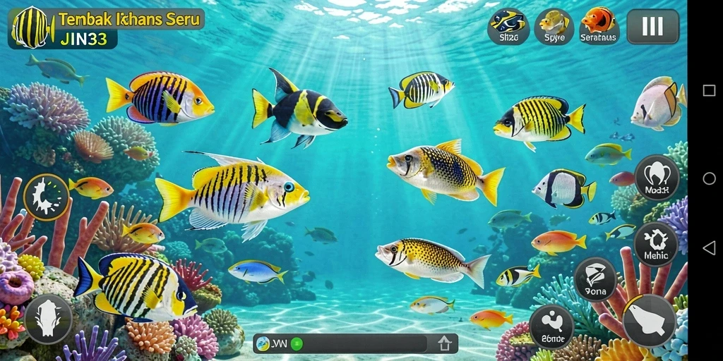 Screenshot gameplay <strong>JIN33</strong> menampilkan momen seru menembak ikan di lautan.