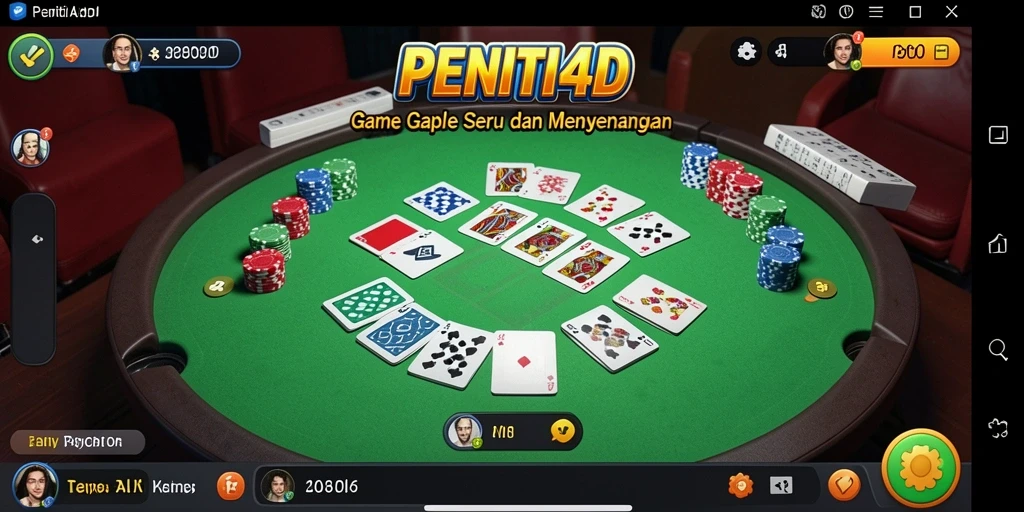 Screenshot PENITI4D menampilkan gameplay Gaple yang seru.