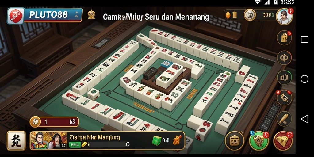Tampilan gameplay PLUTO88 dengan suasana Mahjong yang dinamis.