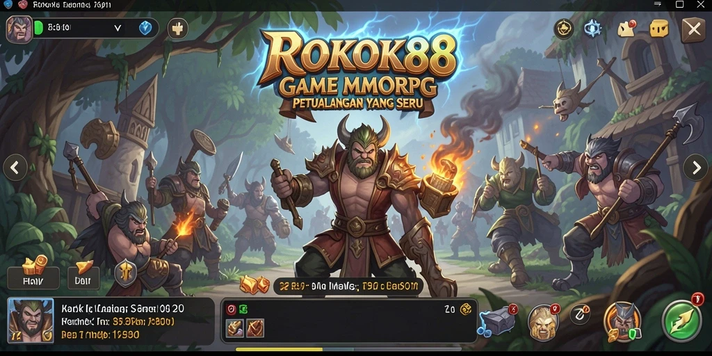 Tampilan gameplay epik ROKOK88 dalam dunia MMORPG yang luas.