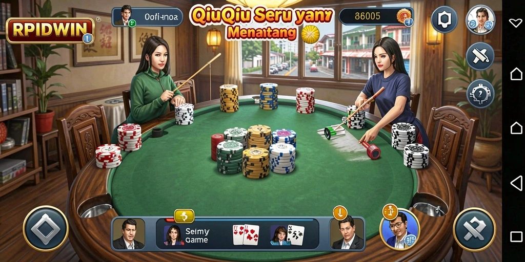 Tampilan gameplay seru RPIDWIN yang menampilkan partai QiuQiu.