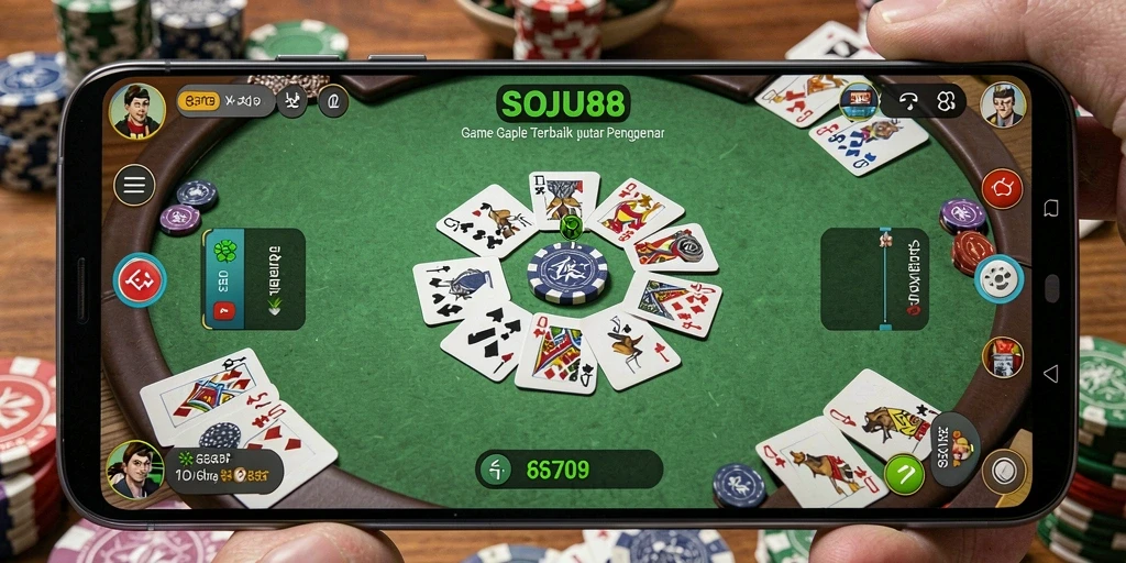 Tampilan gameplay Gaple yang menegangkan dan menarik.