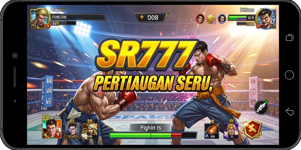 Screenshot SR777 menampilkan aksi pertarungan yang intens dan karakter yang kuat.