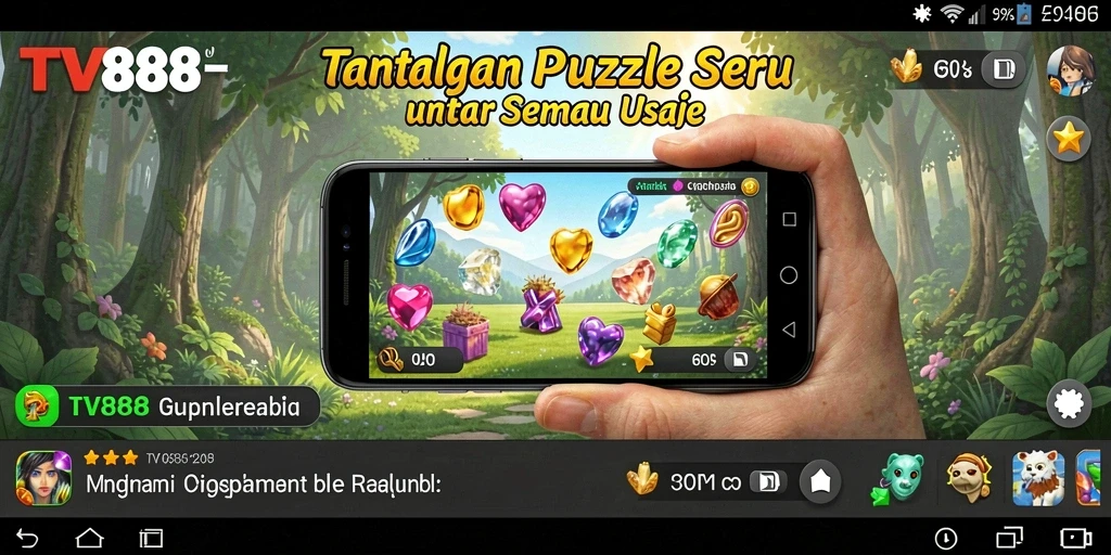 Tampilan gameplay seru dari TV888 dengan tantangan teka-teki menarik.