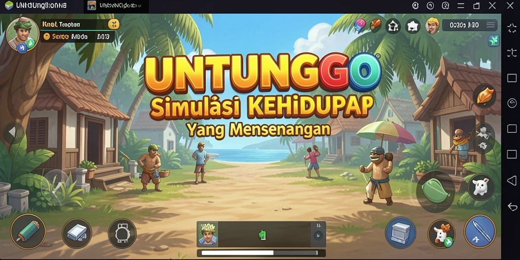 Screenshot utama UNTUNGGO menunjukkan momen gameplay simulasi yang seru.
