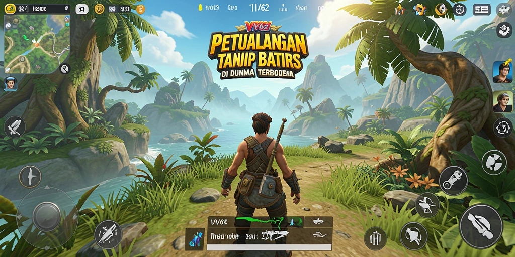 Screenshot gameplay VV62 menampilkan eksplorasi dunia terbuka yang luas.