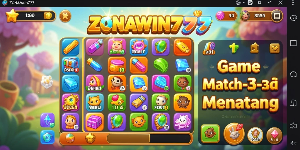 Screenshot gameplay ZONAWIN777 yang menampilkan aksi mencocokkan buah.